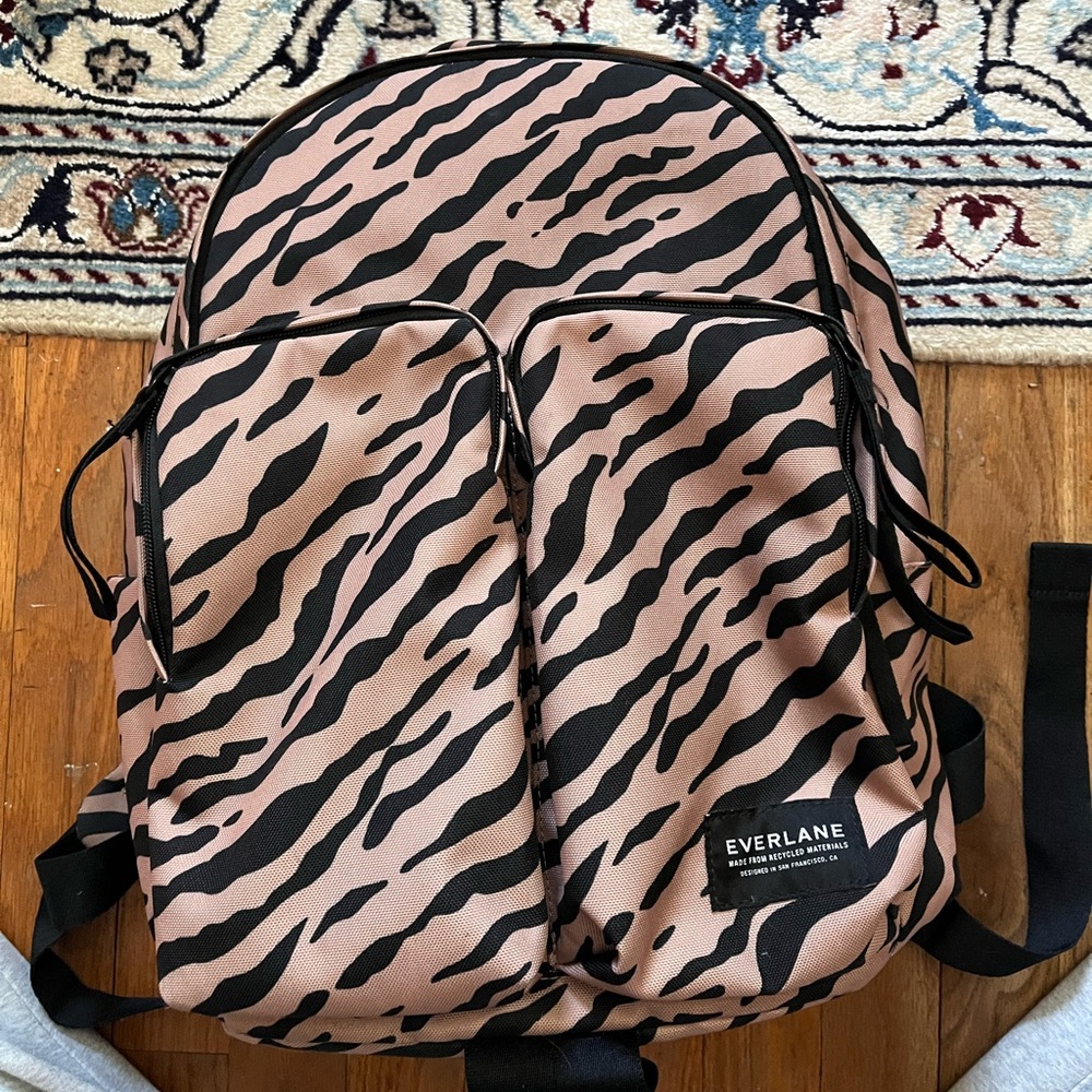 Tiger Stripe Animal Print Everlane Backpack Tan Black
